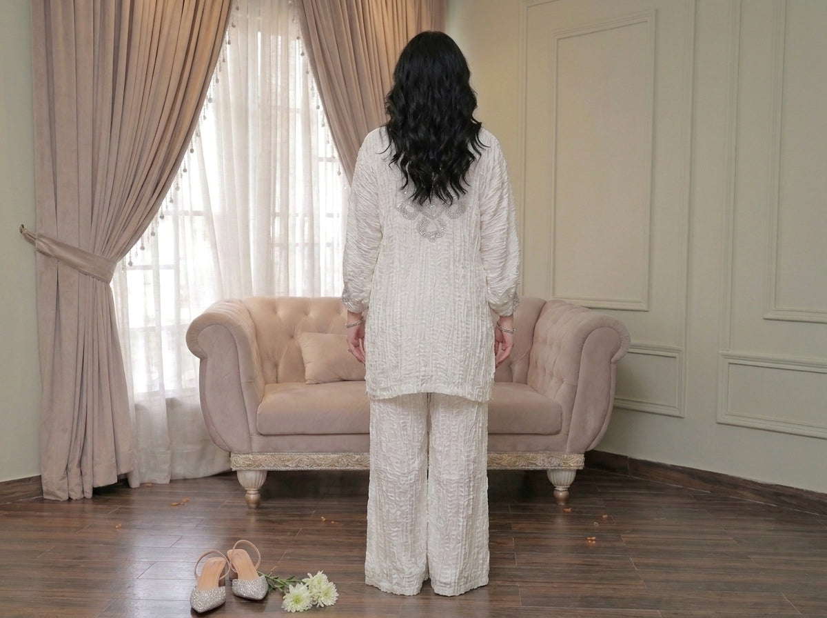 Crushed Silk Arabic Style shirt with Farshi Palazzo