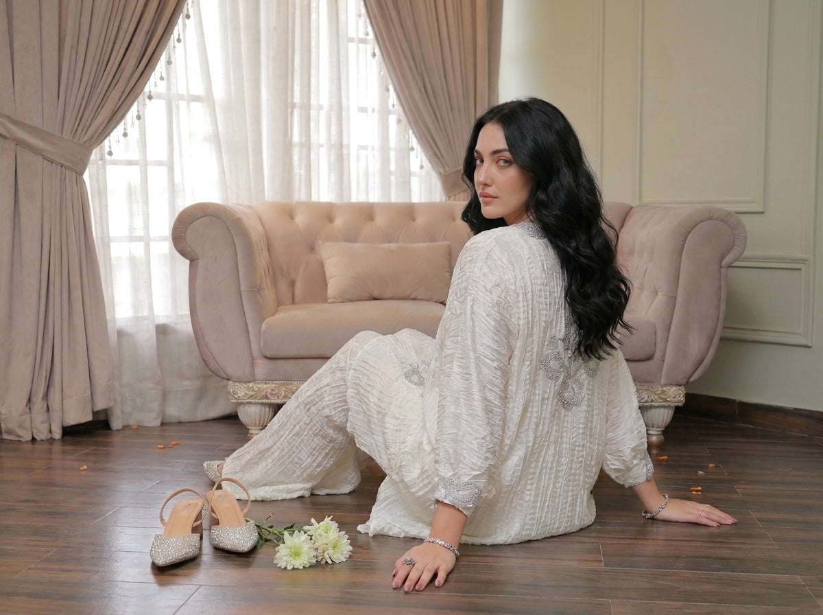 Crushed Silk Arabic Style shirt with Farshi Palazzo